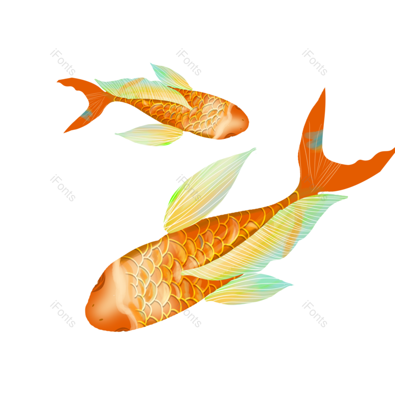 中国风图片,插画元素,中国PNG,插画鱼免抠素材